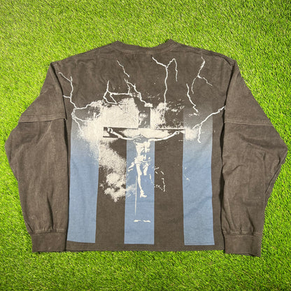 Vale "Valley Club" Washed Black Layered Longsleeve Size Large USED x15896