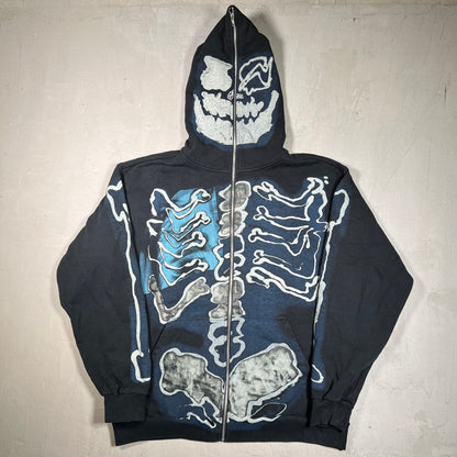 Travis Scott Fragment Skeleton Navy Full Zip Hoodie Size Large USED x17493