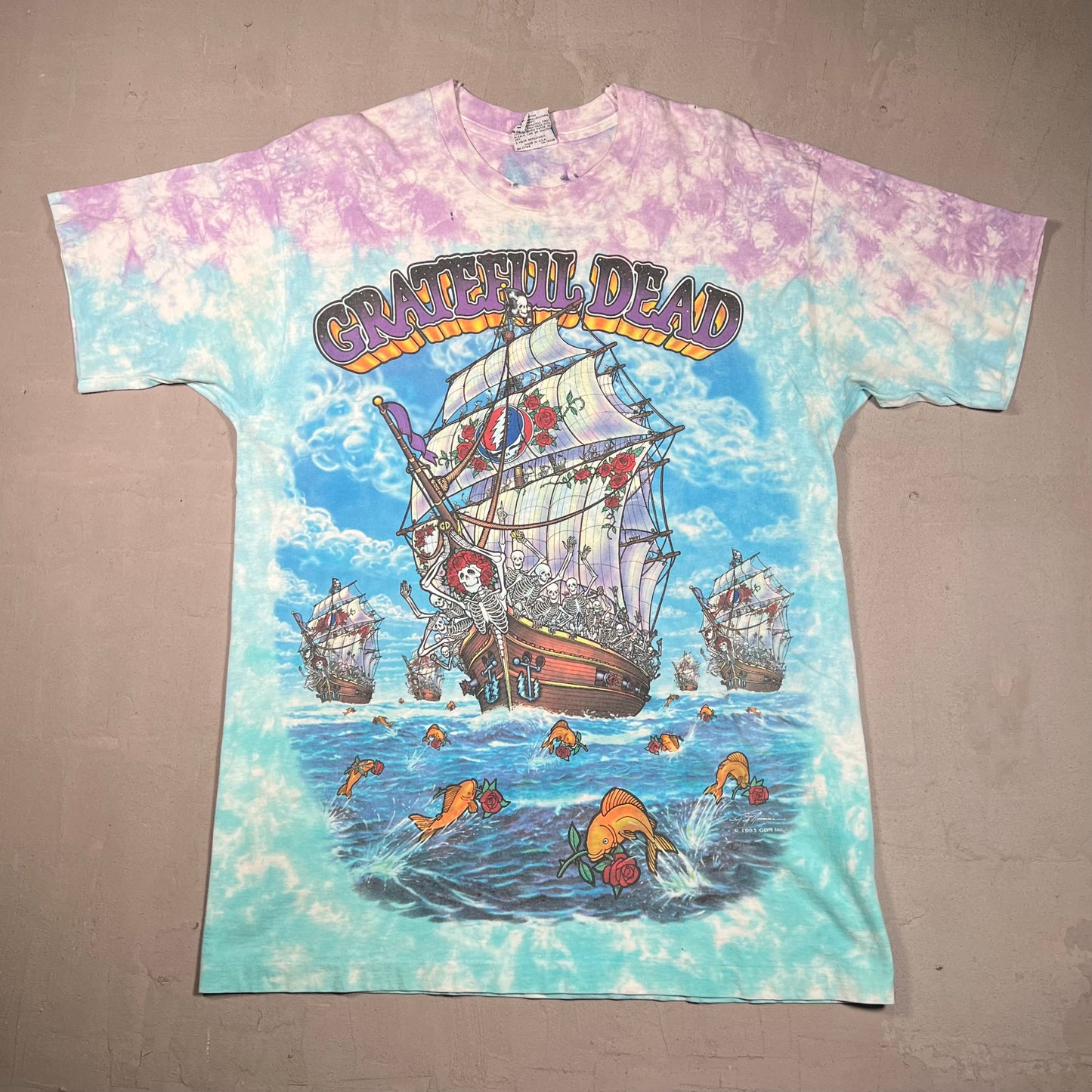 1993 Grateful Dead "Ship of Fools' Sailing Tie Dye Tee Size XL USED v16367