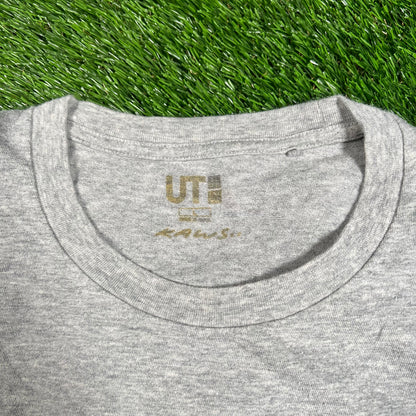Kaws Uniqlo Double X Grey Tee Size Large USED x15683