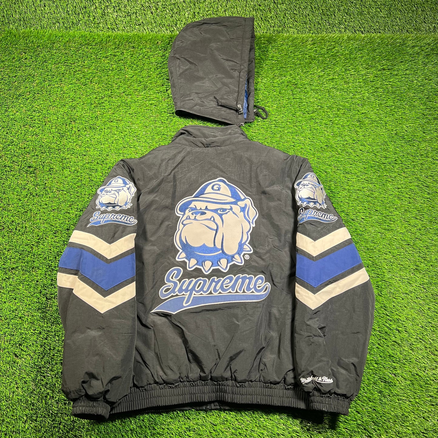Supreme Mitchell & Ness NCAA Hooded Jacket Georgetown Black (2024) Size Small NEW x16125