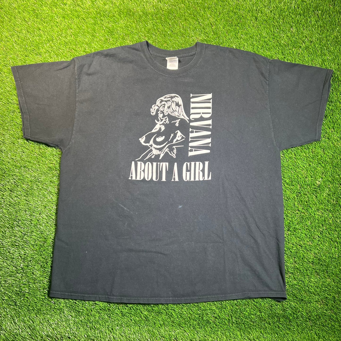 Y2K Nirvana About a Girl Black Tee Size XXL USED v18859