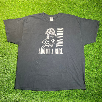 Y2K Nirvana About a Girl Black Tee Size XXL USED v18859