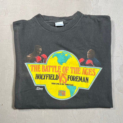 1991 Evander Holyfield Vs George Foreman "Battle of the Ages" Black Tee Size Large USED v19526