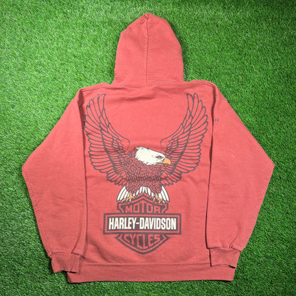 Y2K Harley Davdison Big Logo Brown Hoodie Size Large USED v18784