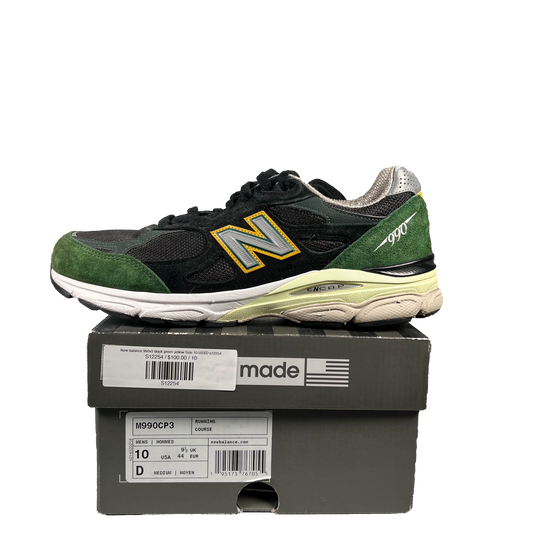 New balance 990v3 black green yellow Size 10 USED s12254