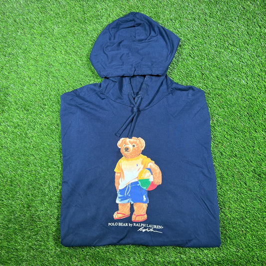 Polo Ralph Lauren Navy Beach Bear Hoodie Size XXL USED v17239