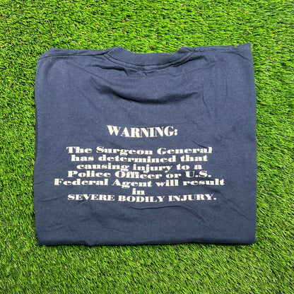 1980s Law Enforcement Dinner Club Navy Blue Tee Size Large USED v18322