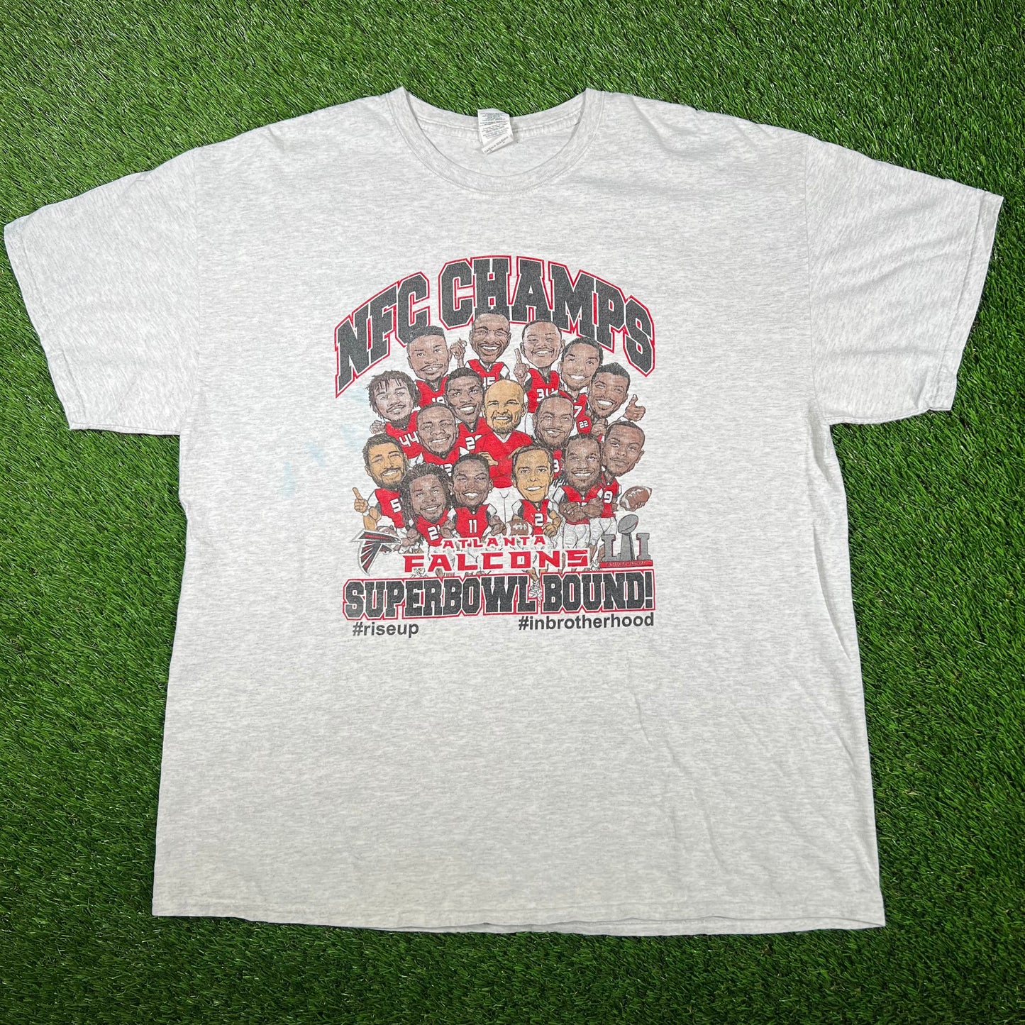 2017 Atlanata Falcons Grey NFC Champs Team Portrait Tee Size XL USED v17000