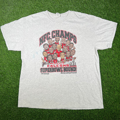 2017 Atlanata Falcons Grey NFC Champs Team Portrait Tee Size XL USED v17000