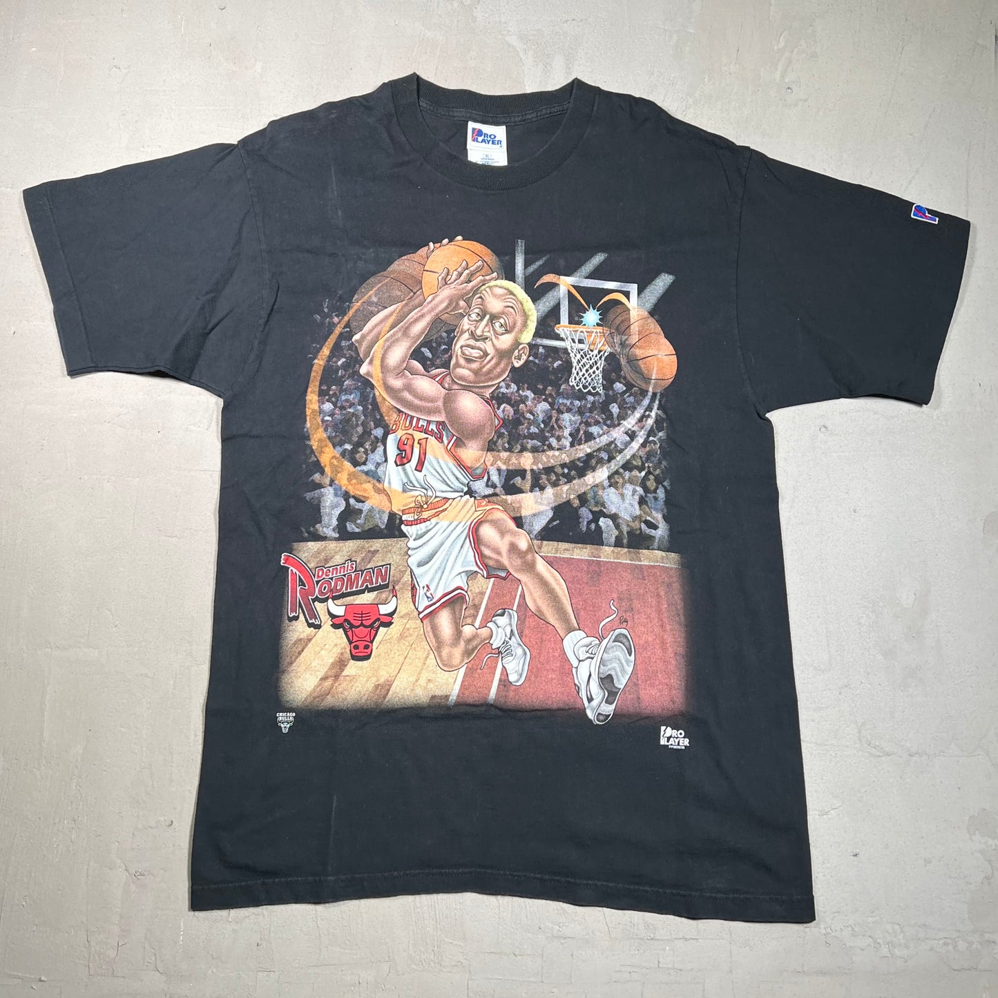 Dennis Rodman Caricature Pro Player Tee Size XL USED v5969