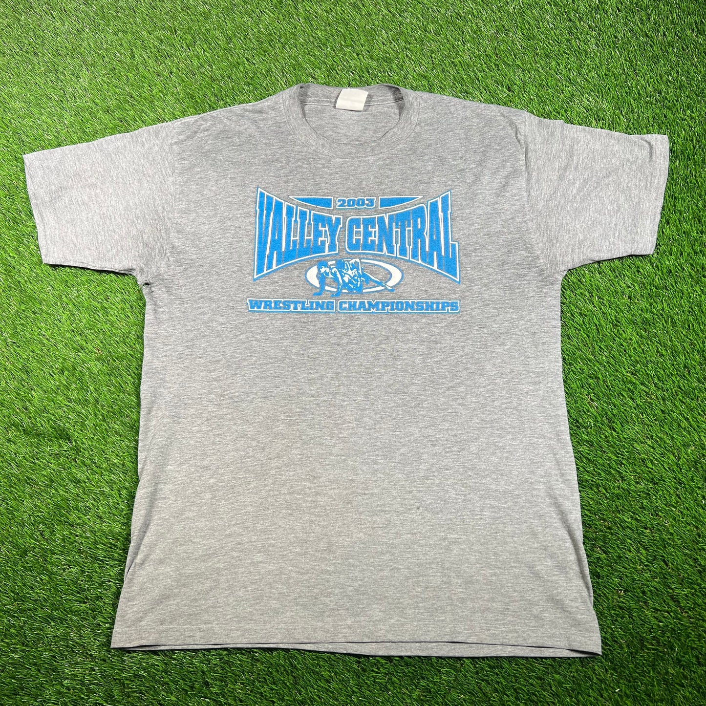 2003 Valley Central Wrestliong Champions Grey Tee Size XL USED v17730