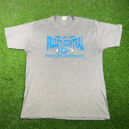 2003 Valley Central Wrestliong Champions Grey Tee Size XL USED v17730
