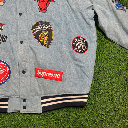 Supreme Nike NBA Teams Warm Up Denim Jacket (2018) Size XL USED x16542