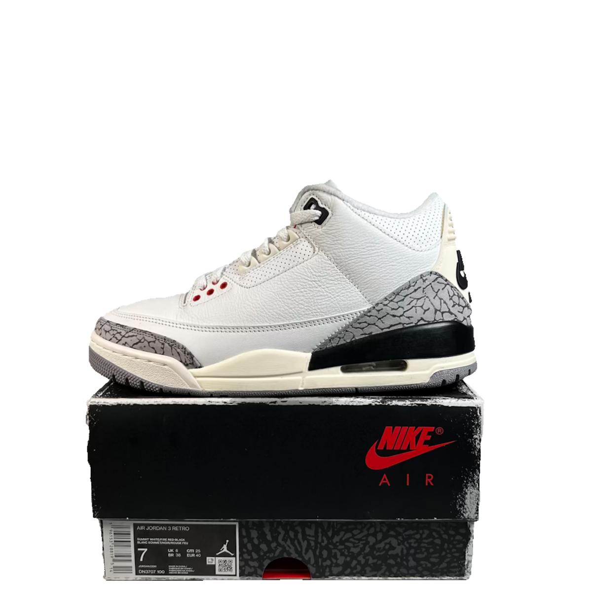 Jordan 3 White Cement Reimagined (2023) Size 7 USED s23501