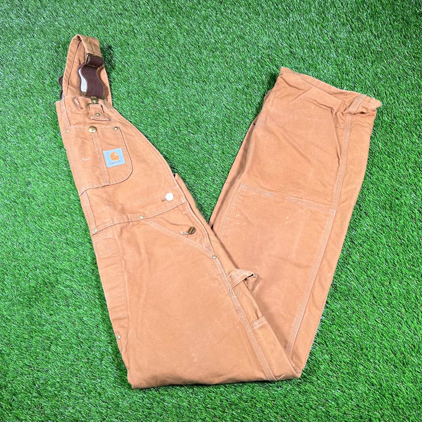 Y2K Carhartt Tan Double Knee Overall Size 32x32 USED v16957