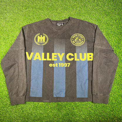 Vale "Valley Club" Washed Black Layered Longsleeve Size Large USED x15896