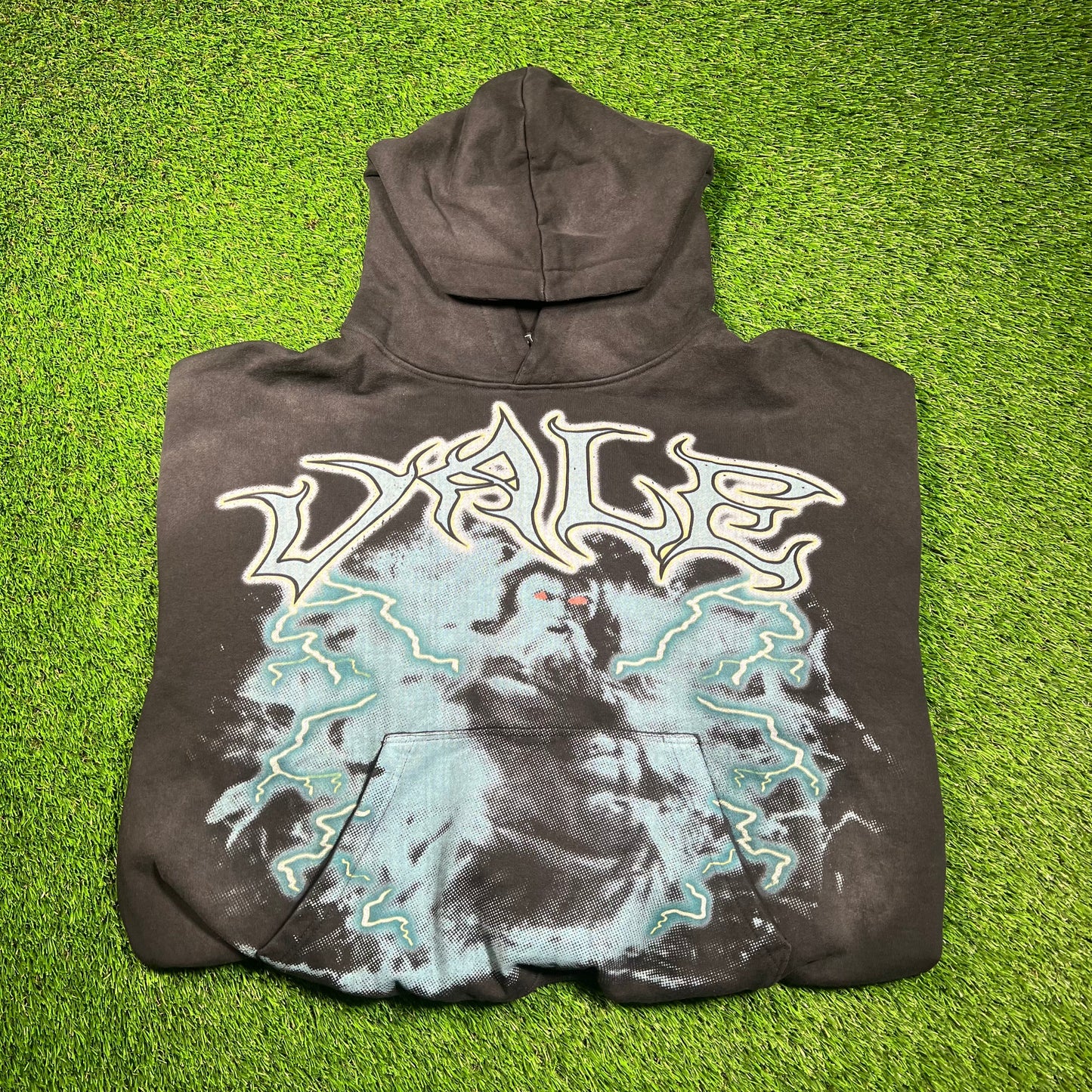 Vale Blue Ghost Washed Black Hoodie Size XL NEW x16638