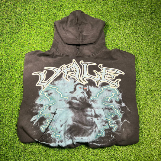 Vale Blue Ghost Washed Black Hoodie Size XL NEW x16638
