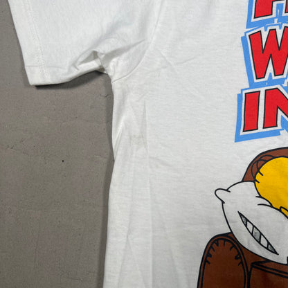 1998 Simpsons Hardest Working Dad White Tee Size Large USED v19313