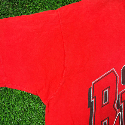 1991 Chicago Bulls Wolrd Champs Red Tee Size Large USED v18634