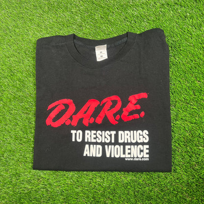 Y2K Dare Drug Resist Black Tee Size XL USED v17565