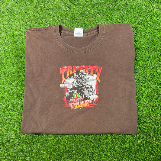 2007 Tri State Brown Dirt Bike Nationals Tee Size XL USED v17600