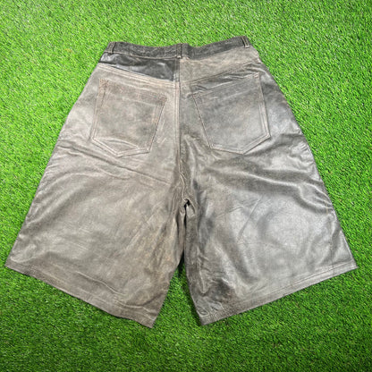 GV Gallery Raspberry Brown Leather Shorts Size Small NEW x15637