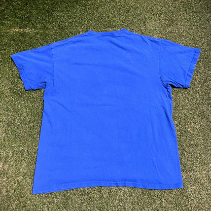 2012 New York Giants Blue Super Bowl Champions Tee Size Large USED v16497