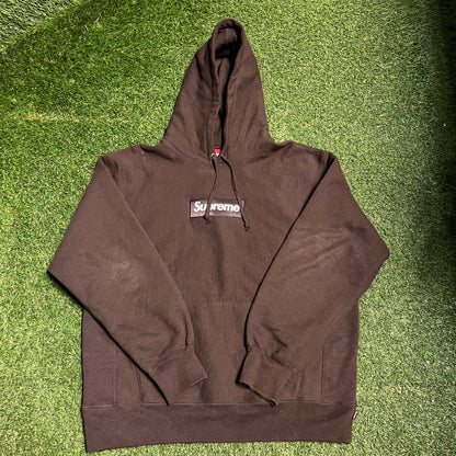Supreme 2021 Box Logo Brown Hoodie Size Medium USED x13305