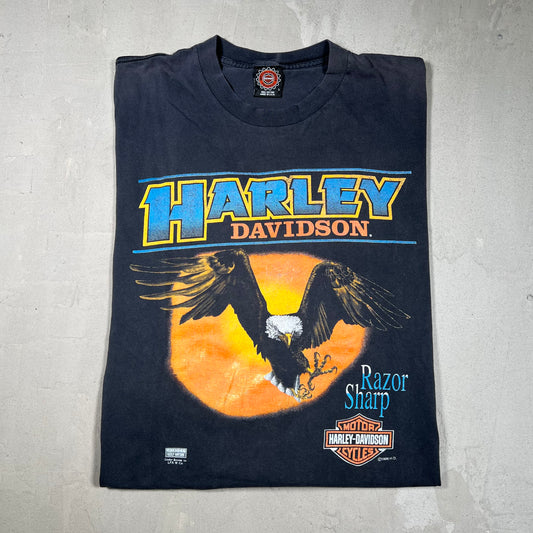 1996 Harley Davidson Razor Sharp Eagle Washed Black Size Large USED v19119