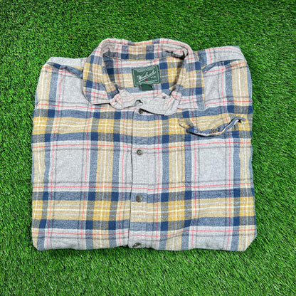 Y2K WoolRich Grey/Yellow Button Up Flannel Size XXL USED v18597