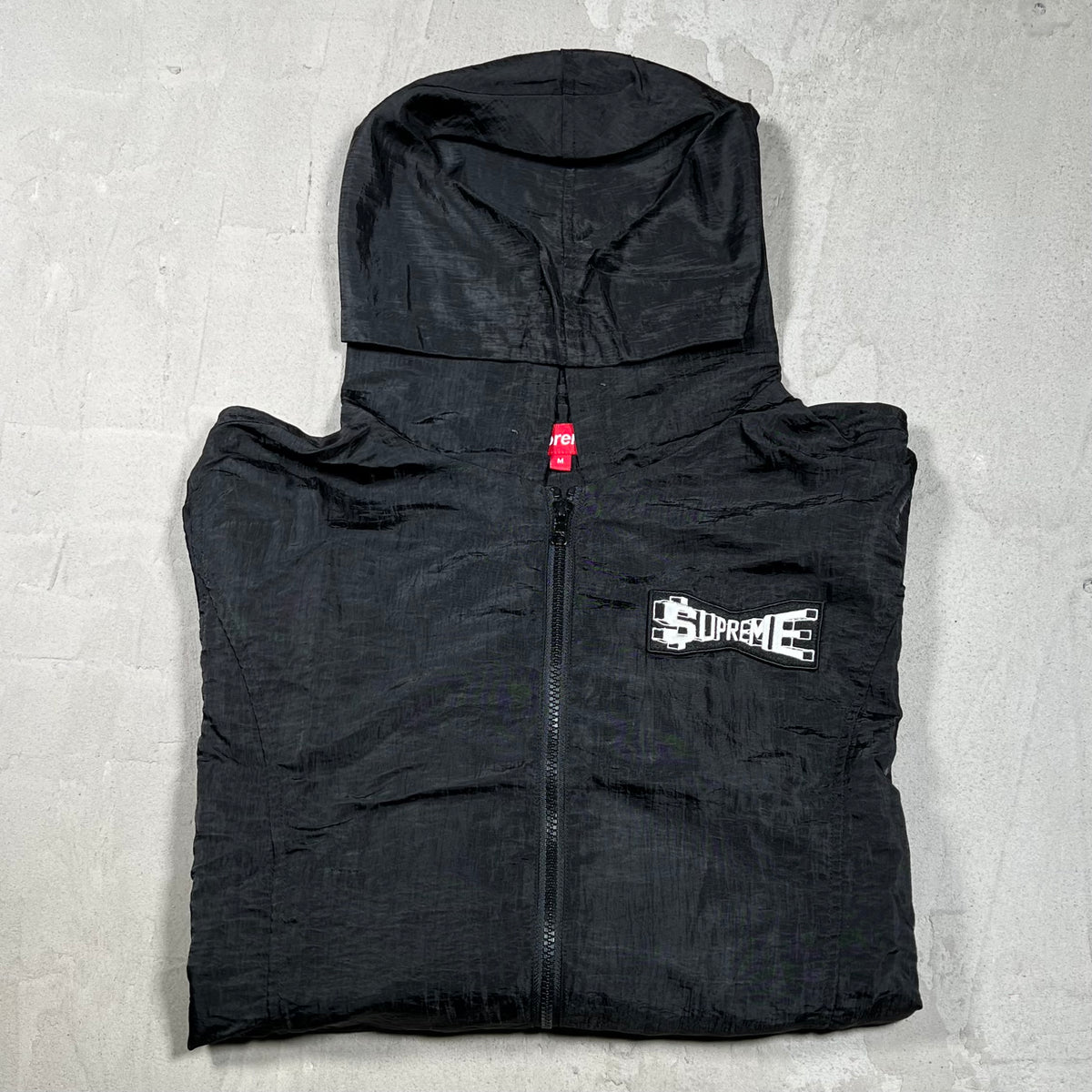 Supreme Skew Hooded Nylon Jacket Black (2017) Size Medium USED x18367
