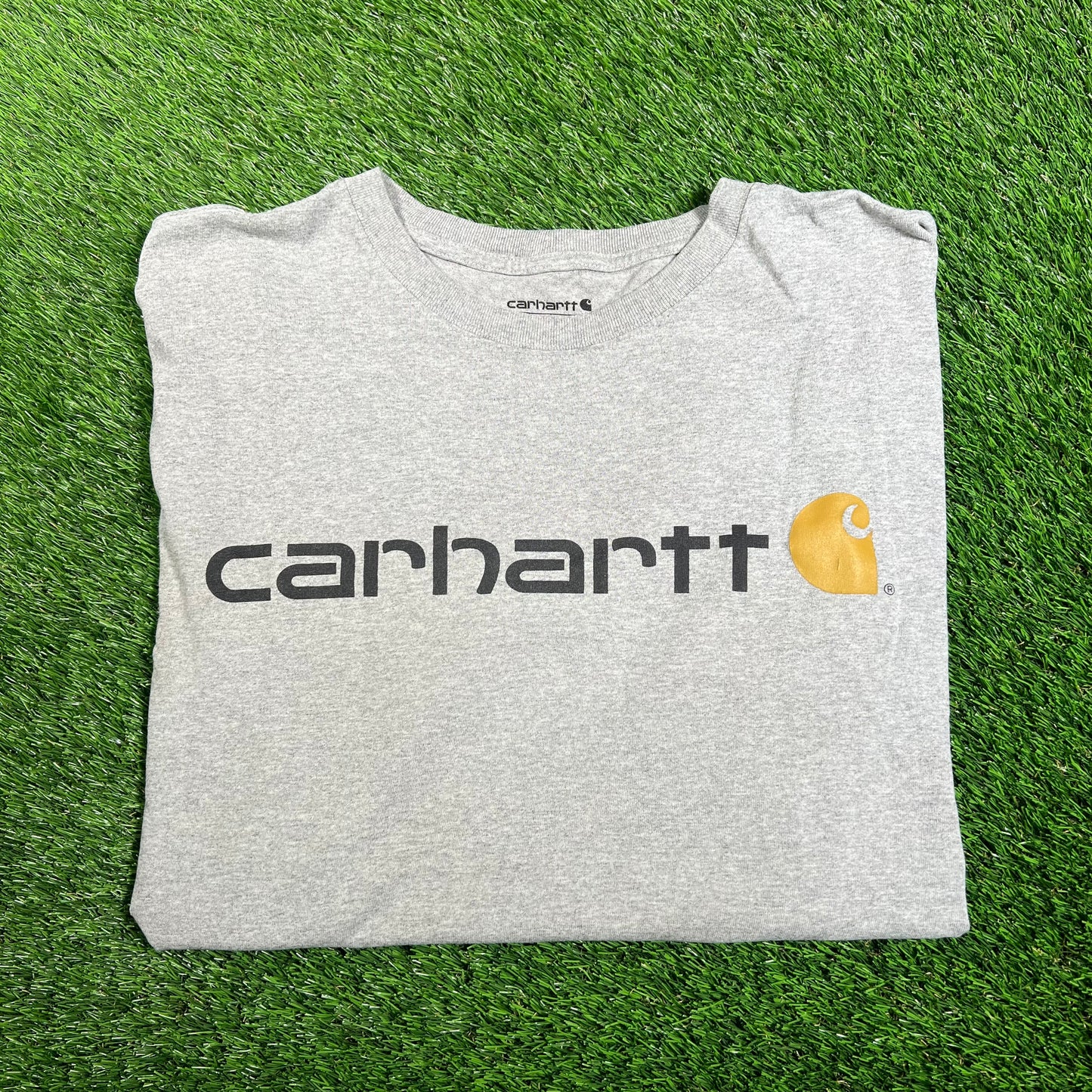 Carhartt Modern Logo Grey Tee Size Large USED v17820