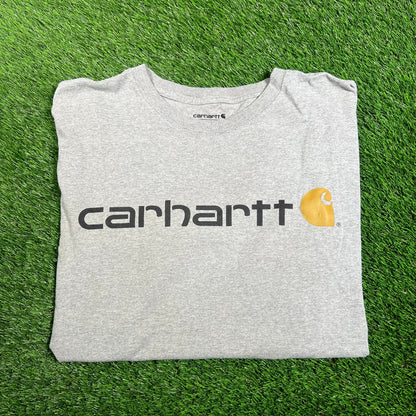 Carhartt Modern Logo Grey Tee Size Large USED v17820