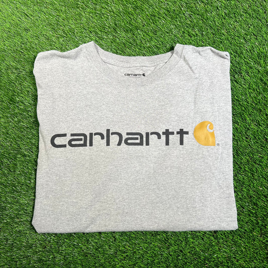 Carhartt Modern Logo Grey Tee Size Large USED v17820