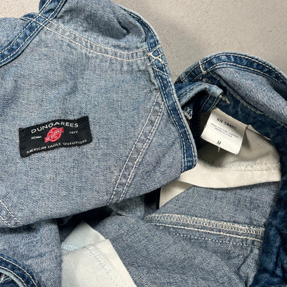 1990s American Eagle Denim Dungarees Overalls Size Medium USED v18888