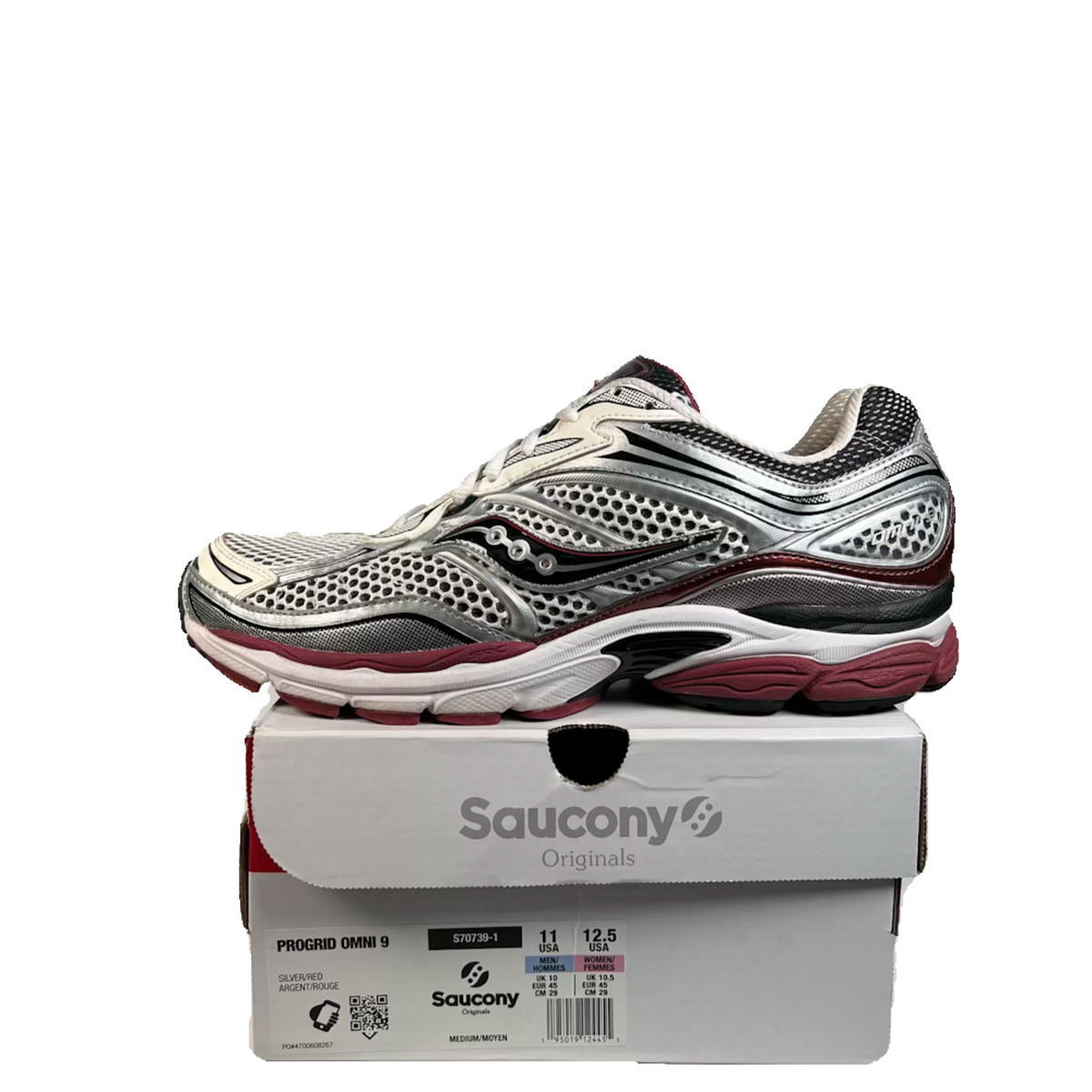 Saucony ProGrid Omni 9 White Silver Red (2023) Size 11 USED s23365