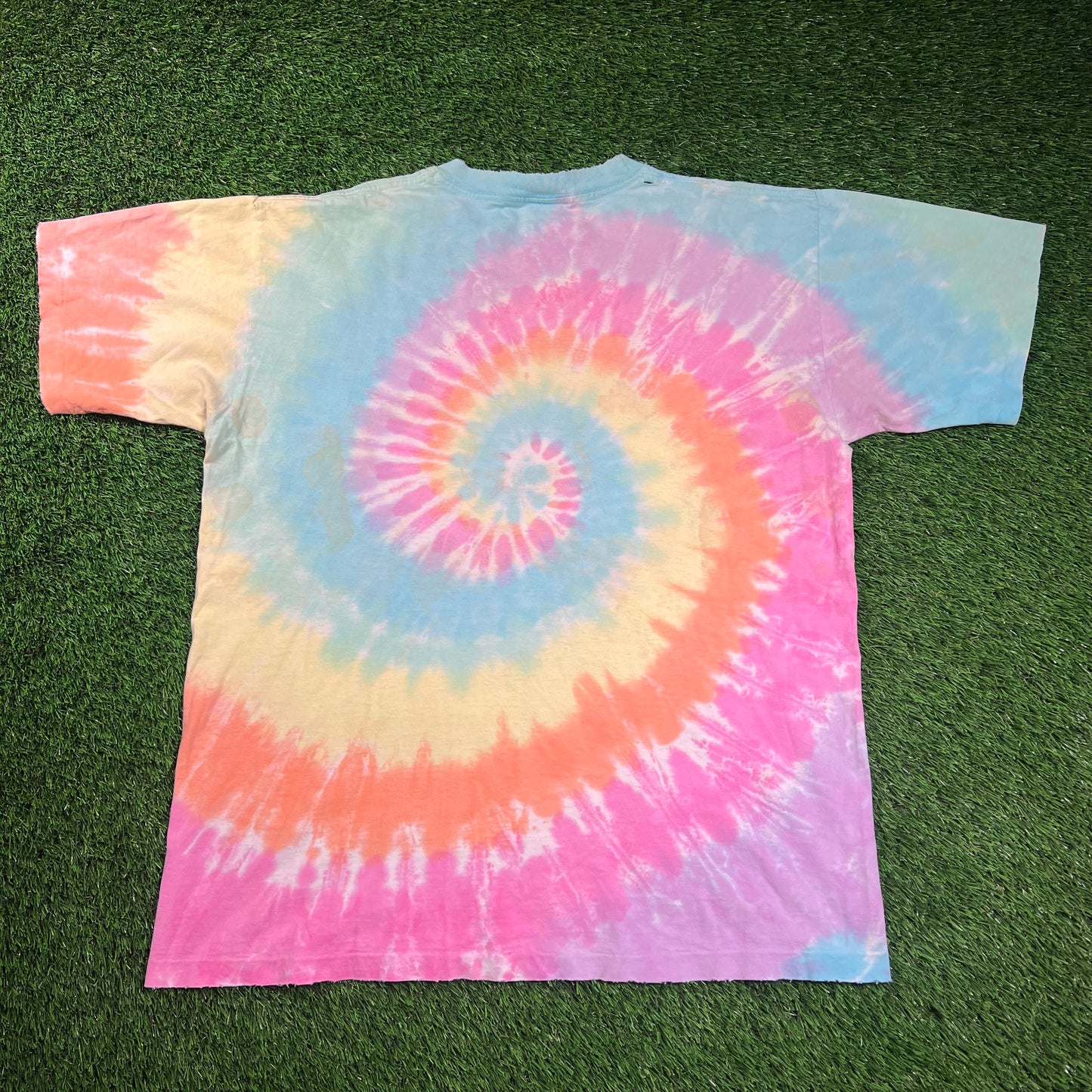 1995 Grateful Dead Spiral Bears Tie Dye Liquid Blue Tee Size Large USED v18480