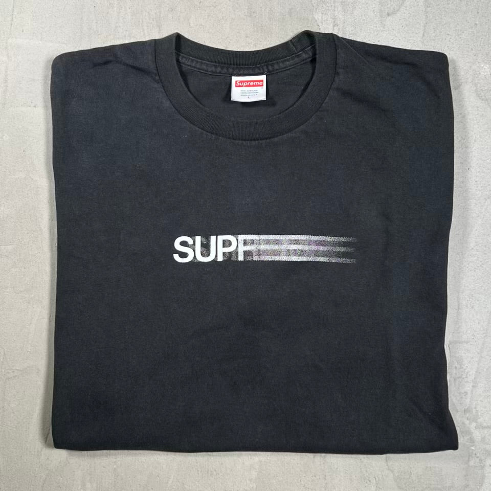Supreme Motion Logo Blac Tee (2023) Size Large USED x18635