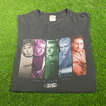 1998 NSync Black World Tour Tee Size Large USED