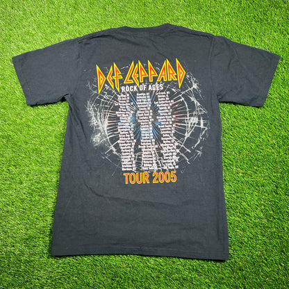 2005 Def Leppard Rock of Ages Tour Black Tee Size Small USED v18699