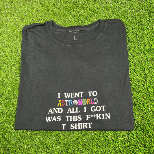 2018 Travis Scott I Went to Astroworld Black Tee Size Large USED x14567