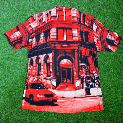 Supreme Bowery Rayon 2021 Red Button Up Shirt Size Large USED x14354