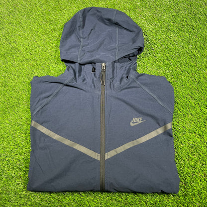 Nike Navy Nylon Windbreaker Hoodie Size Large USED v16990