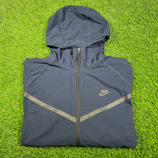 Nike Navy Nylon Windbreaker Hoodie Size Large USED v16990