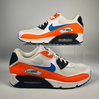 Nike Air Max 90 White Photo Blue Total Orange (2019) Size 10 USED s18084
