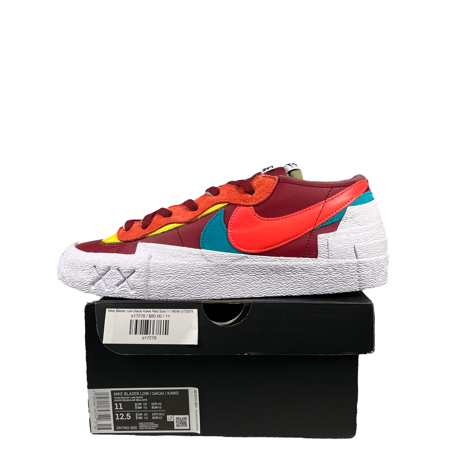 Nike Blazer Low Sacai Kaws Red Size 11 NEW s172878