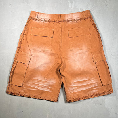 Vale Barbed Wire Embroidered Brown Shorts Size 32 NEW x17335