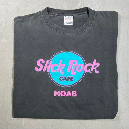 1990s Slick Rock Cafe Washed Black Tee Size XL USED v20244